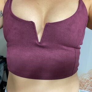 Plum V-Neck Crop Top